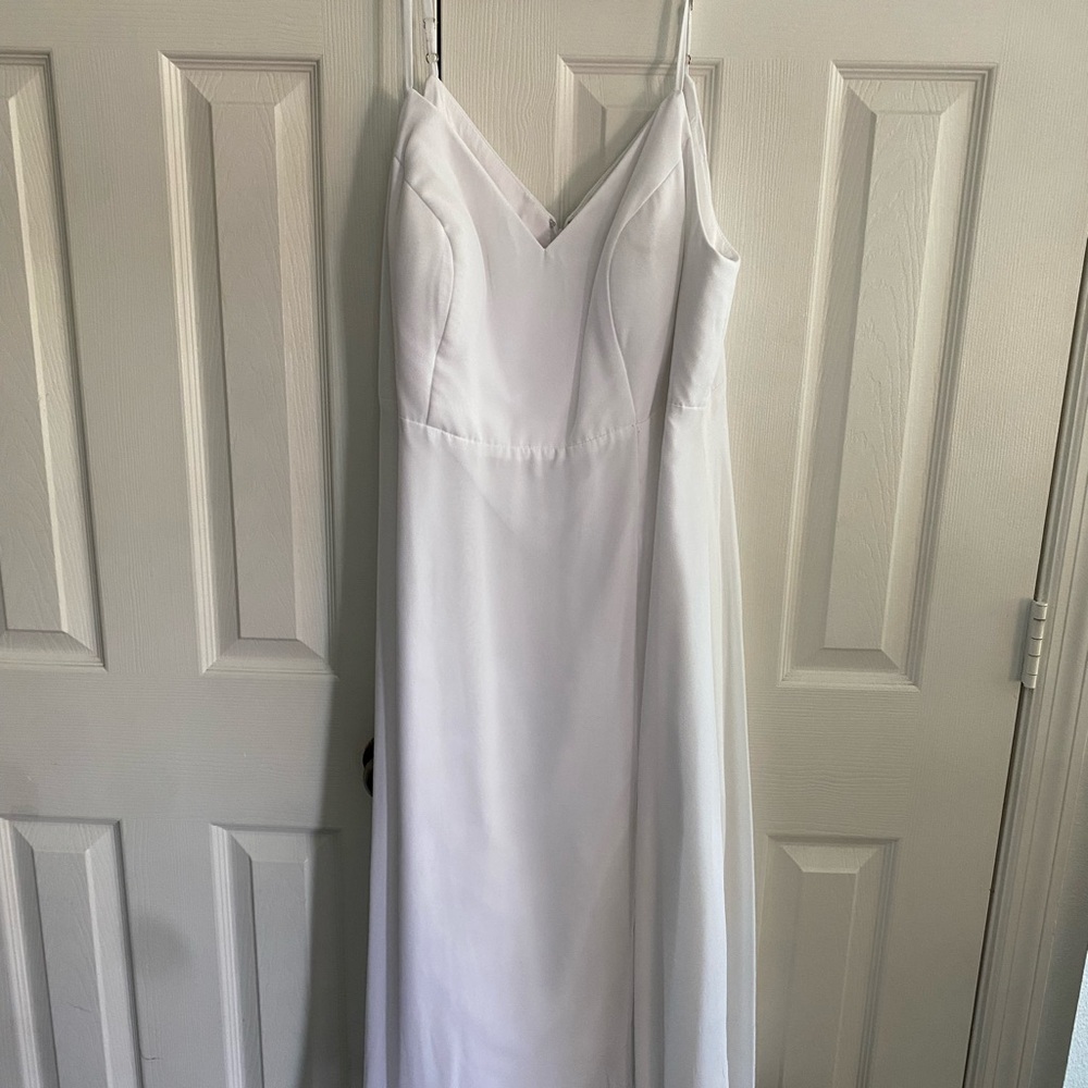 Azazie White Maxi Dress with Spaghetti Straps
